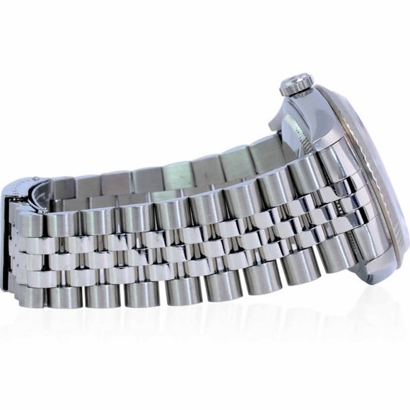 ROLEX DATEJUST UNISEX WATCH SILVER TAPESTRY INDEX DIAL FLUTED JUBILEE 16234 - Picture 4 of 7